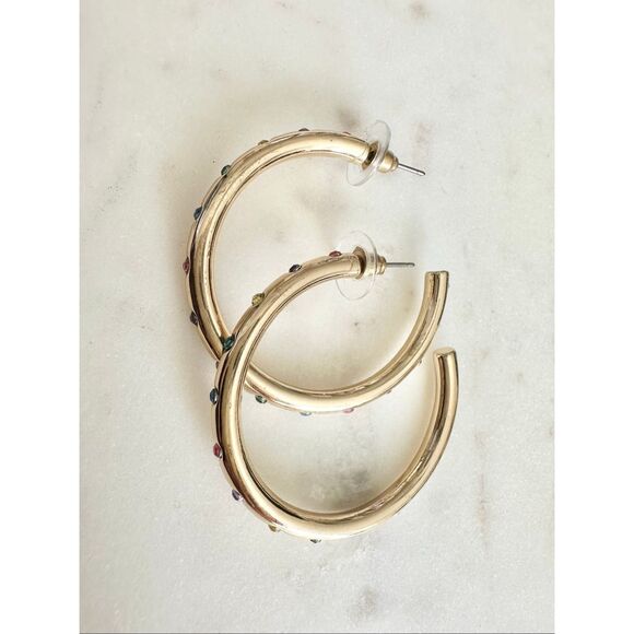 Rainbow and gold color hoop sleek earrings - Picture 8 of 8